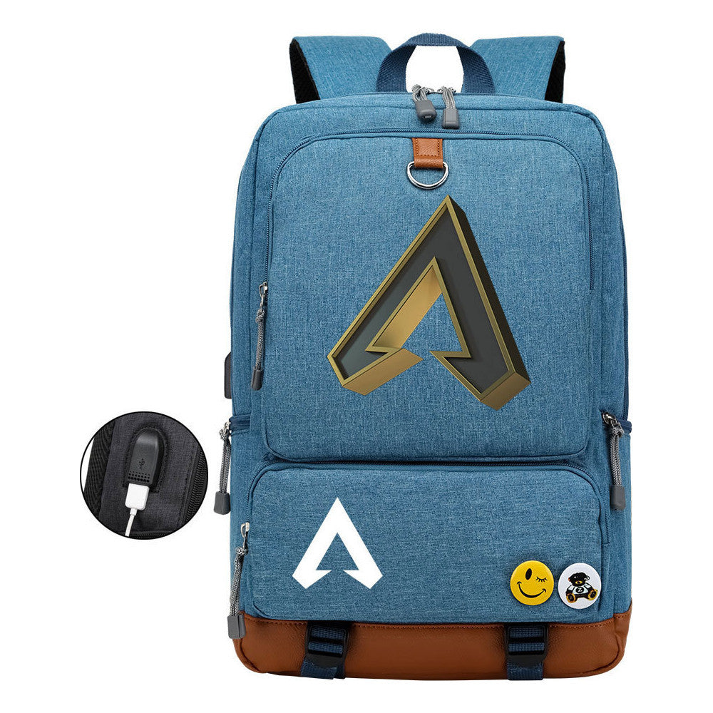 Apex Hero Print Usb Student Backpack Casual Backpack