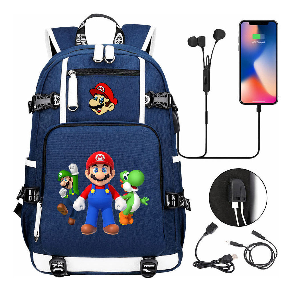 Super Mario Printed Teenage Student Backpack With Large Capacity For Men And Women's Leisure Travel Backpack