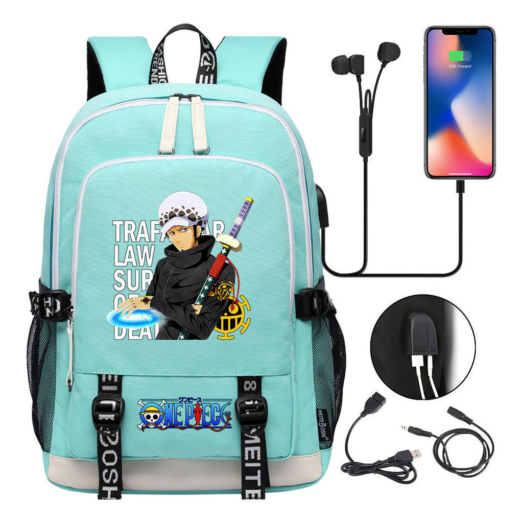 Pirate King Print Youth Student Backpack Usb Casual Backpack