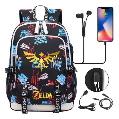 Golden Usb Youth Student Backpack For Leisure Sports Backpack
