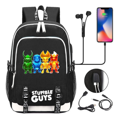 Printed Student Backpack Usb Men's And Women's Leisure Backpack