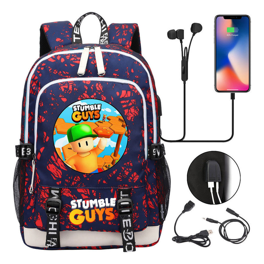 Printed Youth School Bag Usb Casual Backpack Travel Backpack