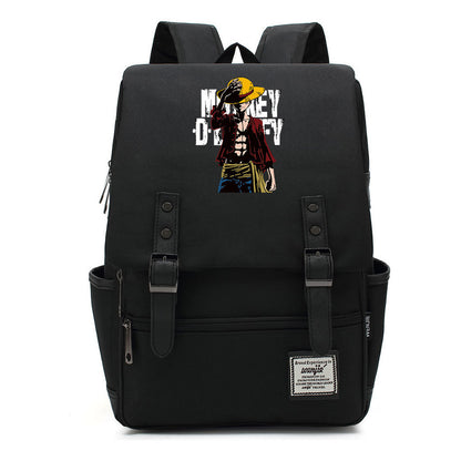 Anime Pirate King Luffy Printed Student Backpack For Men And Women With Casual Belt Buckle Classic Backpack