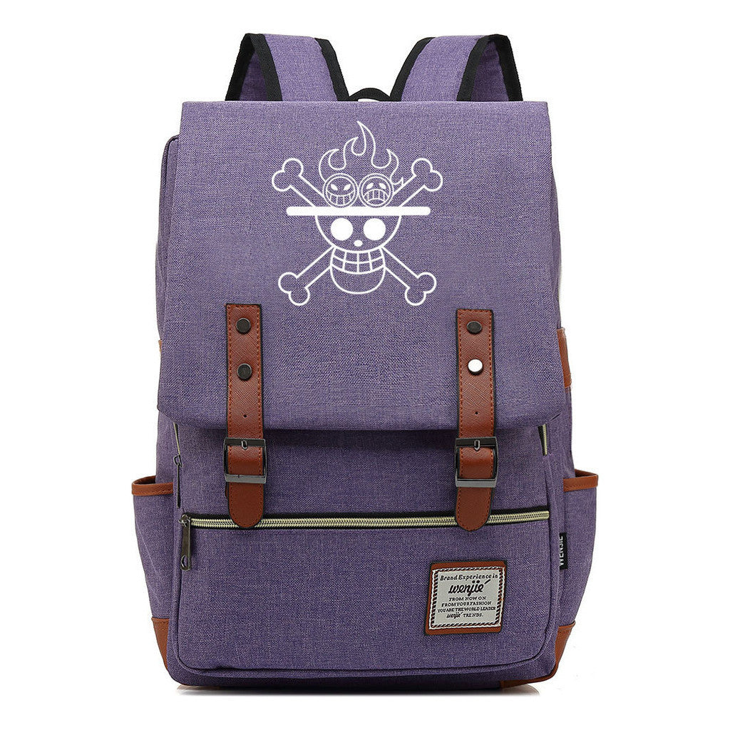 Anime One Piece King Luffy Printed Youth Student School Bag Men's And Women's Casual Belt Buckle Classic Backpack