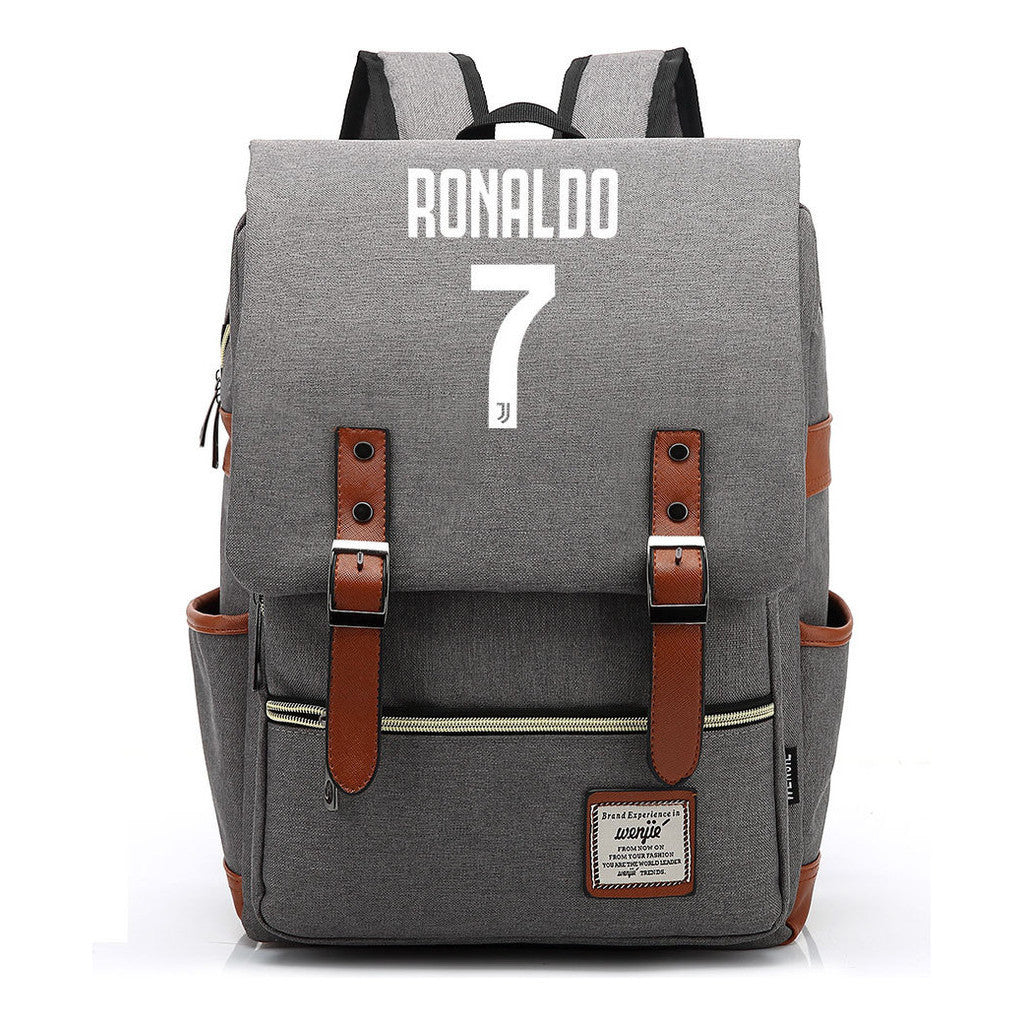 Football Star Cristiano Ronaldo Printed Student Backpack For Men And Women's Casual Classic Backpack