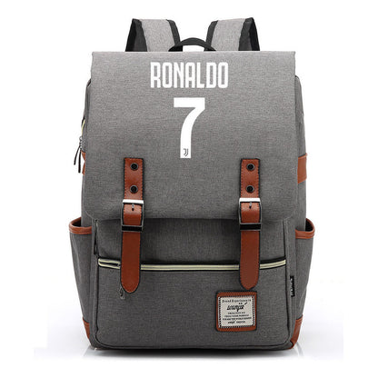 Football Star Cristiano Ronaldo Printed Student Backpack For Men And Women's Casual Classic Backpack