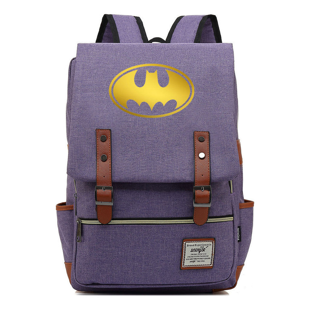 Golden Hero Batman Printed Youth Student School Bag Casual Belt Buckle Classic Backpack