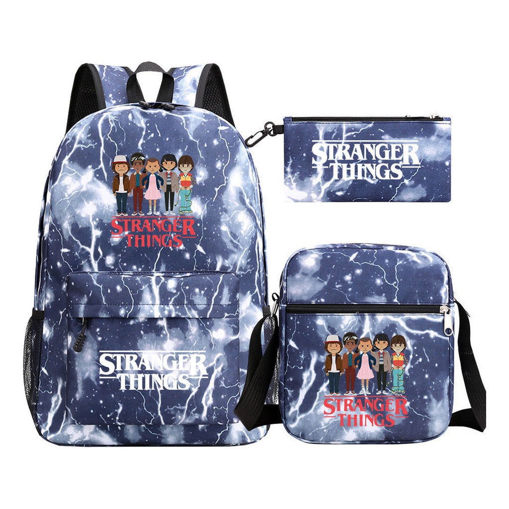 Strange Story Starry Sky Printed Youth Student Backpack 3-piece Set For Men And Women, Backpack Set