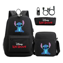 Interstellar Baby Stitch Usb Password Lock Youth Student Backpack 3-piece Set For Men And Women Backpacks