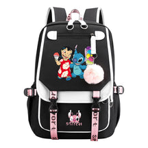 Interstellar Baby Stitch Usb Youth School Bag Casual Ribbon Flip Backpack