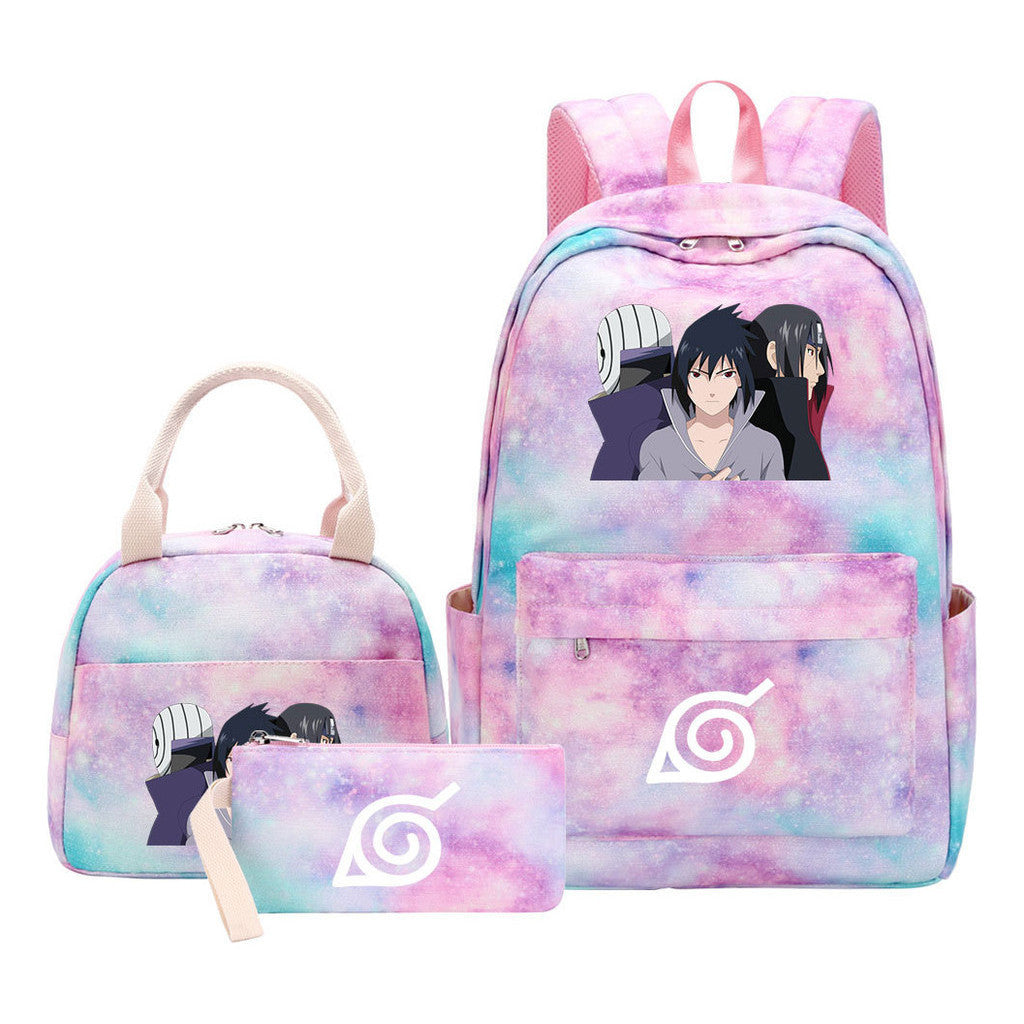Naruto Student Girl Backpack Lunch Bag Three Piece Set Backpack Set