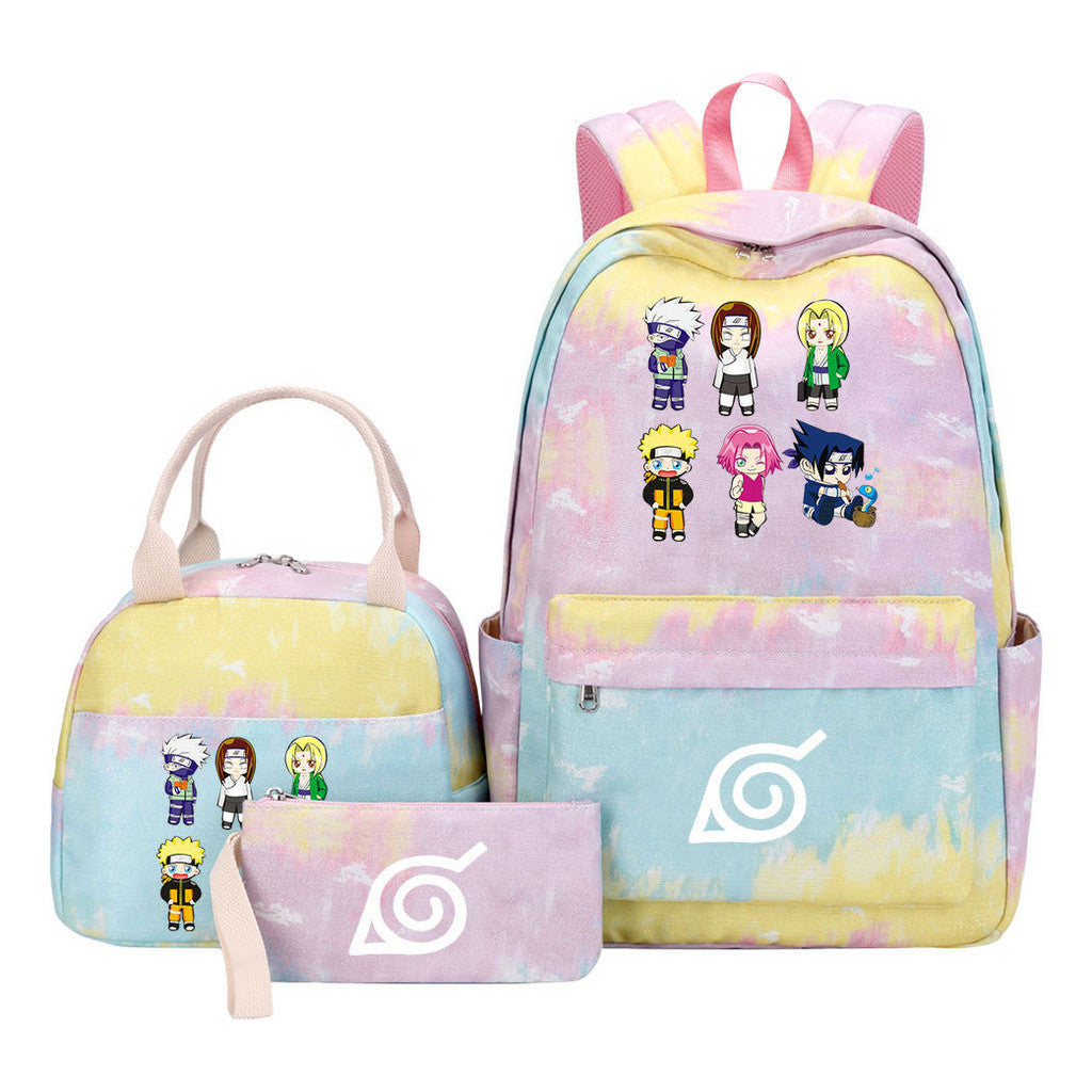 Naruto Youth Student School Bag Lunch Bag Three Piece Set Backpack Set