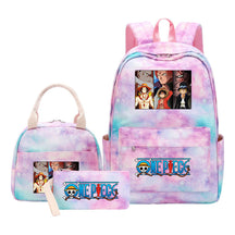 Cartoon Pirate King  Student Girl Backpack Lunch Bag Three Piece Set Backpack