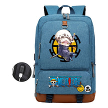 Cartoon One Piece Print Usb Youth Student Backpack For Leisure Travel Backpack