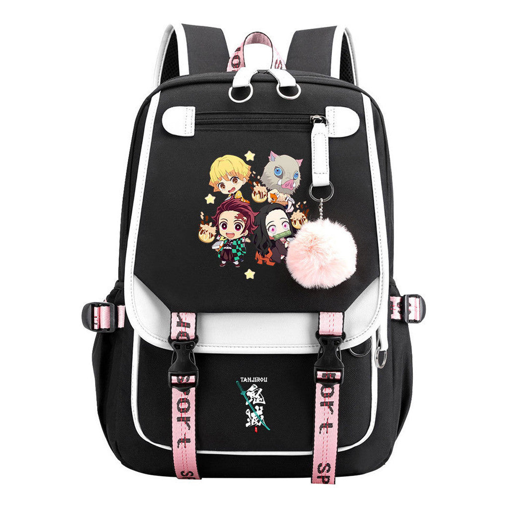 Cartoon Fashion Usb Student Backpack With Casual Woven Strap Flip Back Backpack