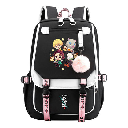 Cartoon Fashion Usb Student Backpack With Casual Woven Strap Flip Back Backpack