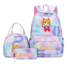 Beautiful Girl Warrior Student Schoolbag Lunch Bag Three Piece Set Backpack Cover
