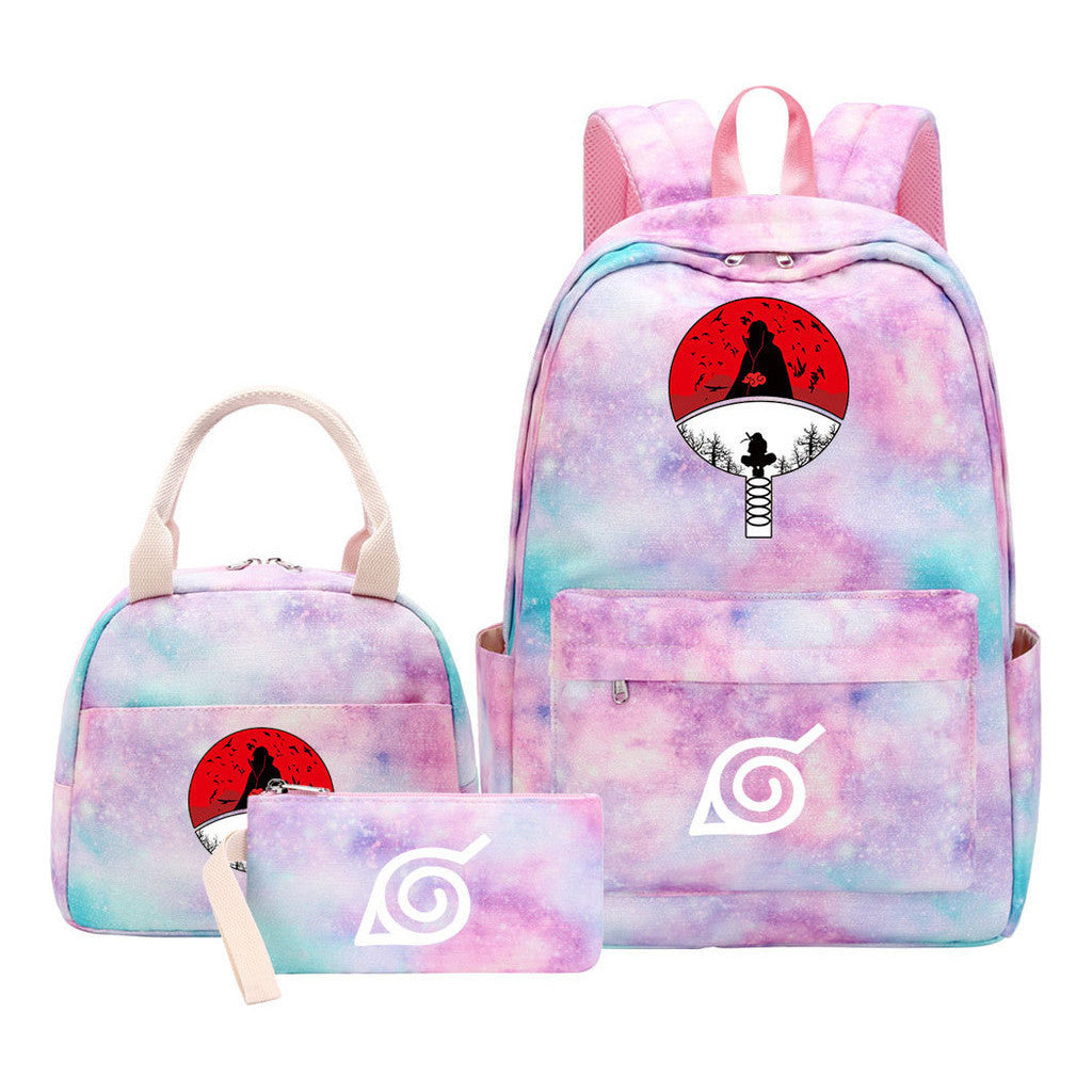 Naruto Teenage Student Girls School Bag Lunch Bag Three Piece Set Backpack Set