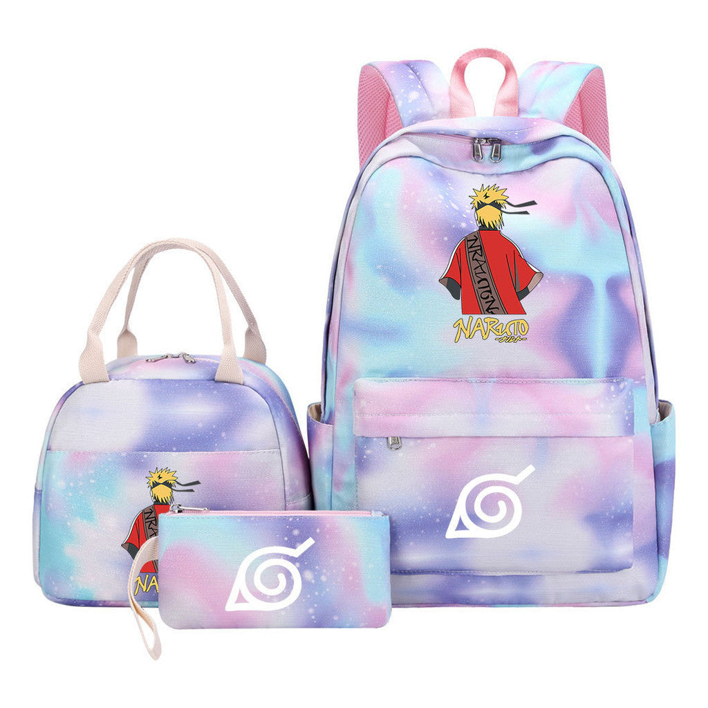 Naruto Teenage Student Girls School Bag Lunch Bag Three Piece Set Backpack Set