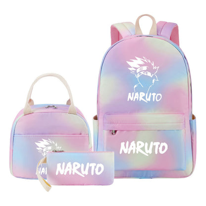 Naruto Teenage Student Girls School Bag Lunch Bag Three Piece Set Backpack Set