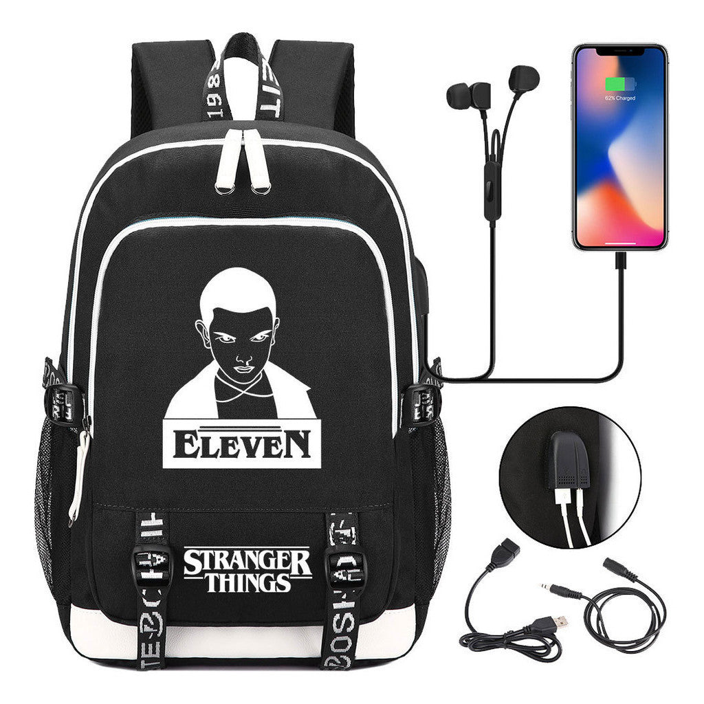Strange Story Printed Usb Teenage Student Backpacks Men's And Women's Leisure Travel Backpack