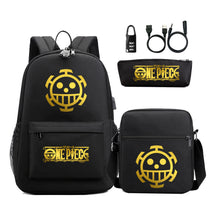 Golden Pirate King Usb Password Lock Youth Student Backpack Set Of Three Pieces, Men's And Women's Backpack Set