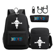 Cartoon Pirate King Usb Password Lock Youth Student School Bag Three Piece Set For Boys And Girls Backpack Set