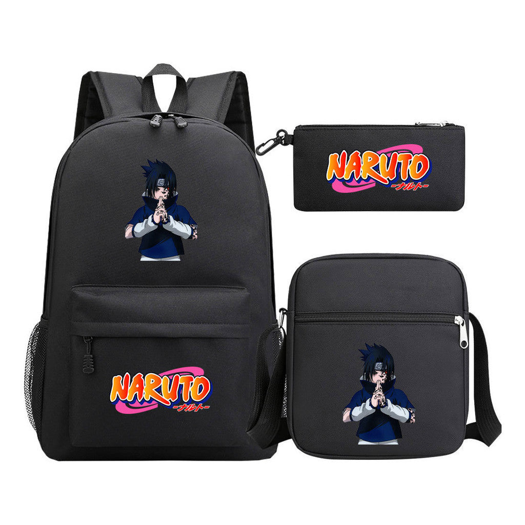 Anime Naruto Starry Sky Student School Bag Three Piece Set For Men And Women Backpack Set