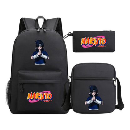 Anime Naruto Starry Sky Student School Bag Three Piece Set For Men And Women Backpack Set