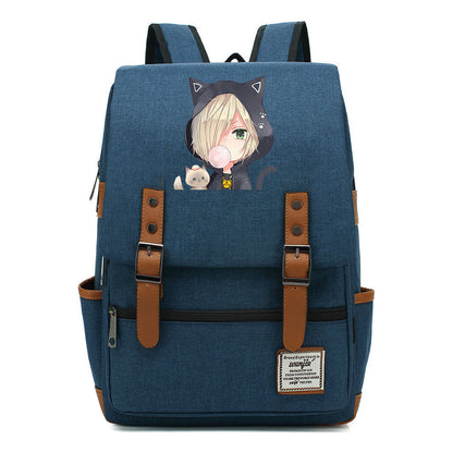 Yuri On The Ice Student Backpack, Men's And Women's Leisure Belt Buckle Backpack