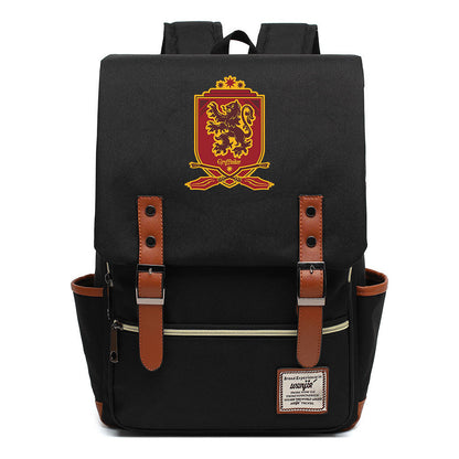 School Of Witchcraft And Wizardry Printed Youth Student Backpack For Men And Women, Casual Belt Buckle, Classic Backpack