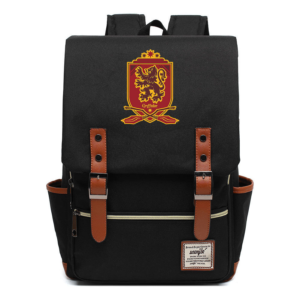 School Of Witchcraft And Wizardry Printed Youth Student Backpack For Men And Women, Casual Belt Buckle, Classic Backpack