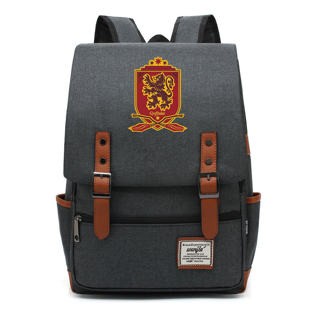 School Of Witchcraft And Wizardry Printed Youth Student Backpack For Men And Women, Casual Belt Buckle, Classic Backpack