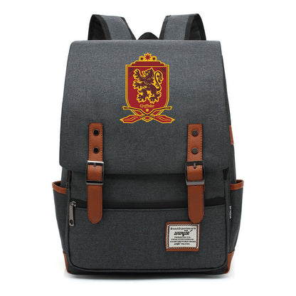 School Of Witchcraft And Wizardry Printed Youth Student Backpack For Men And Women, Casual Belt Buckle, Classic Backpack