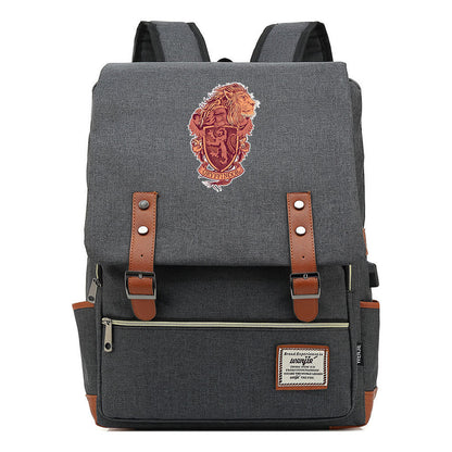 School Of Witchcraft And Wizardry Youth Student Backpack Usb Leisure Belt Buckle Backpack