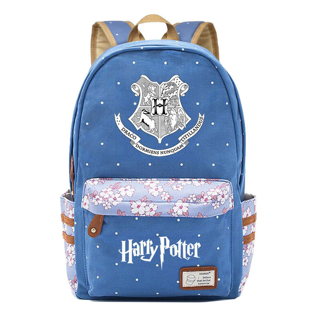 School Of Witchcraft And Wizardry Youth Student Backpack, Floral Canvas, Female Backpack