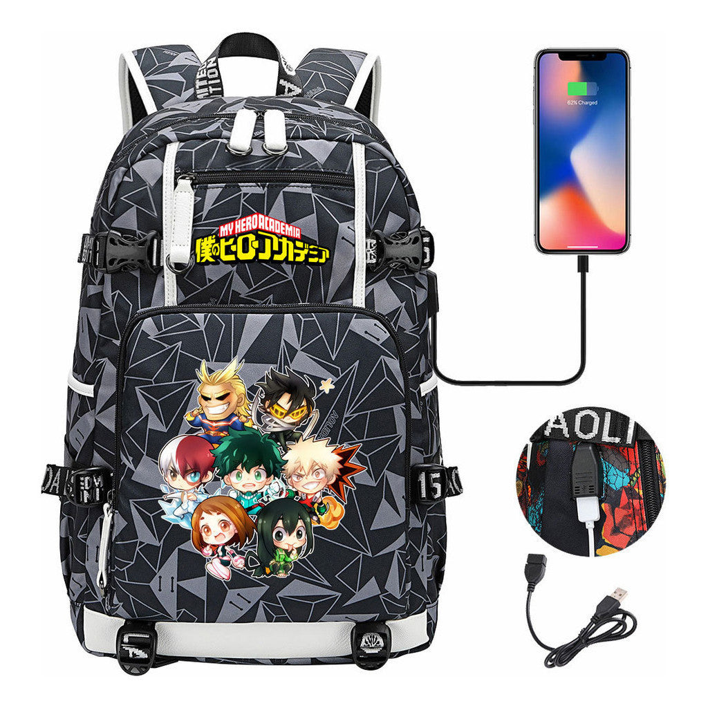 My Heroes Academy Usb Youth Student Backpack For Men And Women's Travel Backpacks