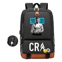Football Star Cristiano Ronaldo Printed Usb Youth Primary And Secondary School Backpack For Boy And Girl's Leisure Travel Backpack