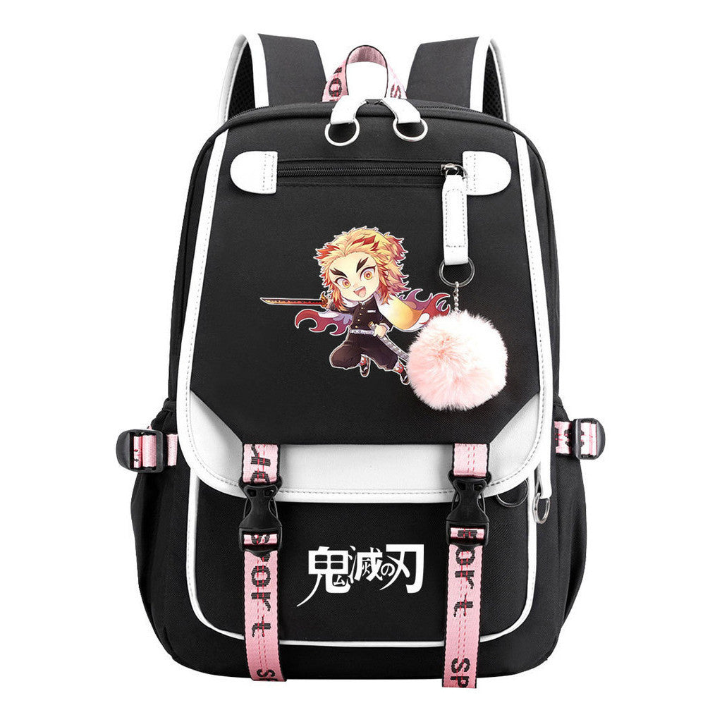 Comic Cartoon Fashion Usb Student Backpack Casual Woven Flap Backpack