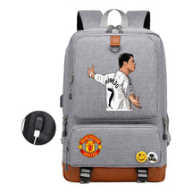 Football Star Cristiano Ronaldo Printed Usb Youth Backpack For Leisure Travel Backpack