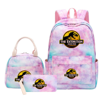 Jurassic Park Dinosaur Youth School Bag Lunch Bag Three Piece Set Backpack Set