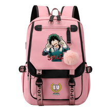 My Heroes Academy Usb Student Backpack, Casual Woven Strap Flip Back Backpack