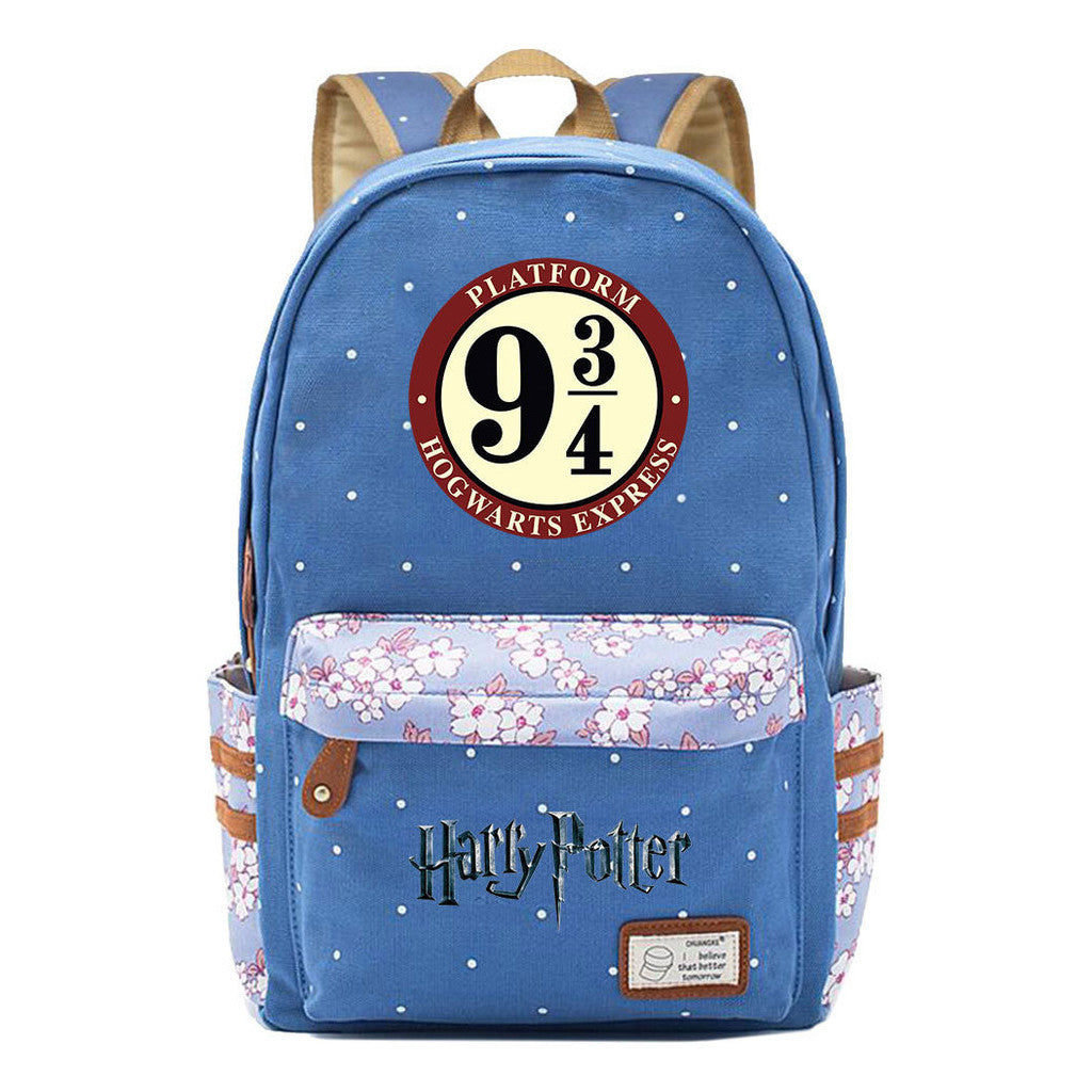 School Of Witchcraft And Wizardry Student Backpack With Floral Canvas Backpack