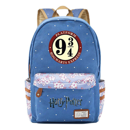 School Of Witchcraft And Wizardry Student Backpack With Floral Canvas Backpack