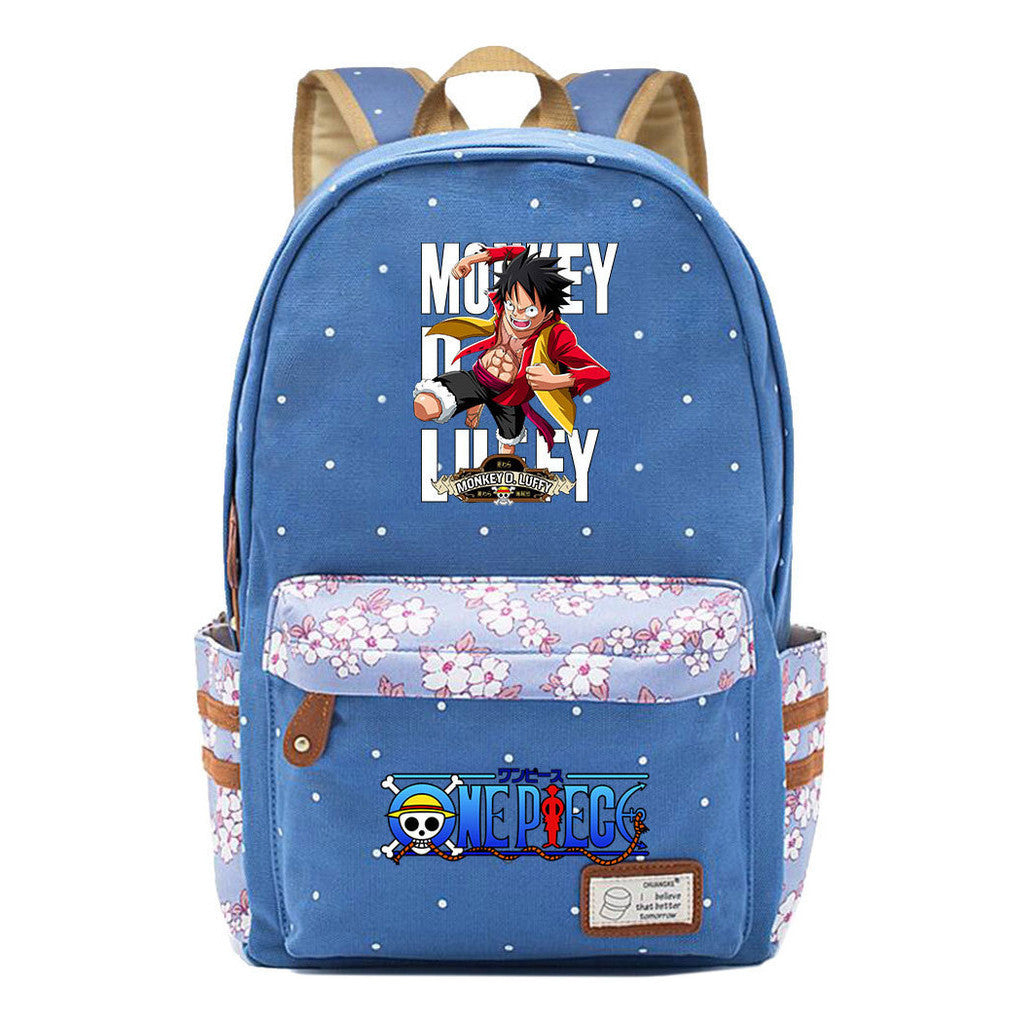 Anime Pirate Wang Lufei Printed Student School Bag Fragmented Flower Leisure Backpack