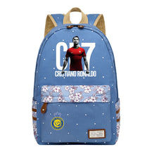 Football Star Cristiano Ronaldo Printed Student Backpack, Floral Casual Backpack