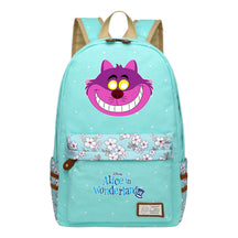Anime Cartoon Cheshire Cat Print Youth Student Backpack With Floral Casual Backpack