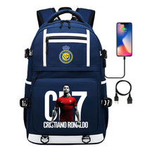 Football Star Cristiano Ronaldo Printed Usb Youth Student Backpack For Men And Women, Backpack For Leisure Travel