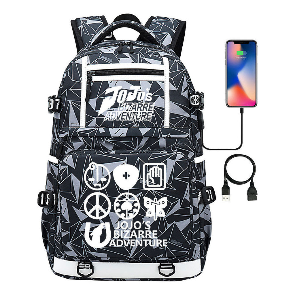 Comic Joe's Wonderful Adventure Print Usb Youth Student Backpack For Men And Women's Leisure Travel Backpack