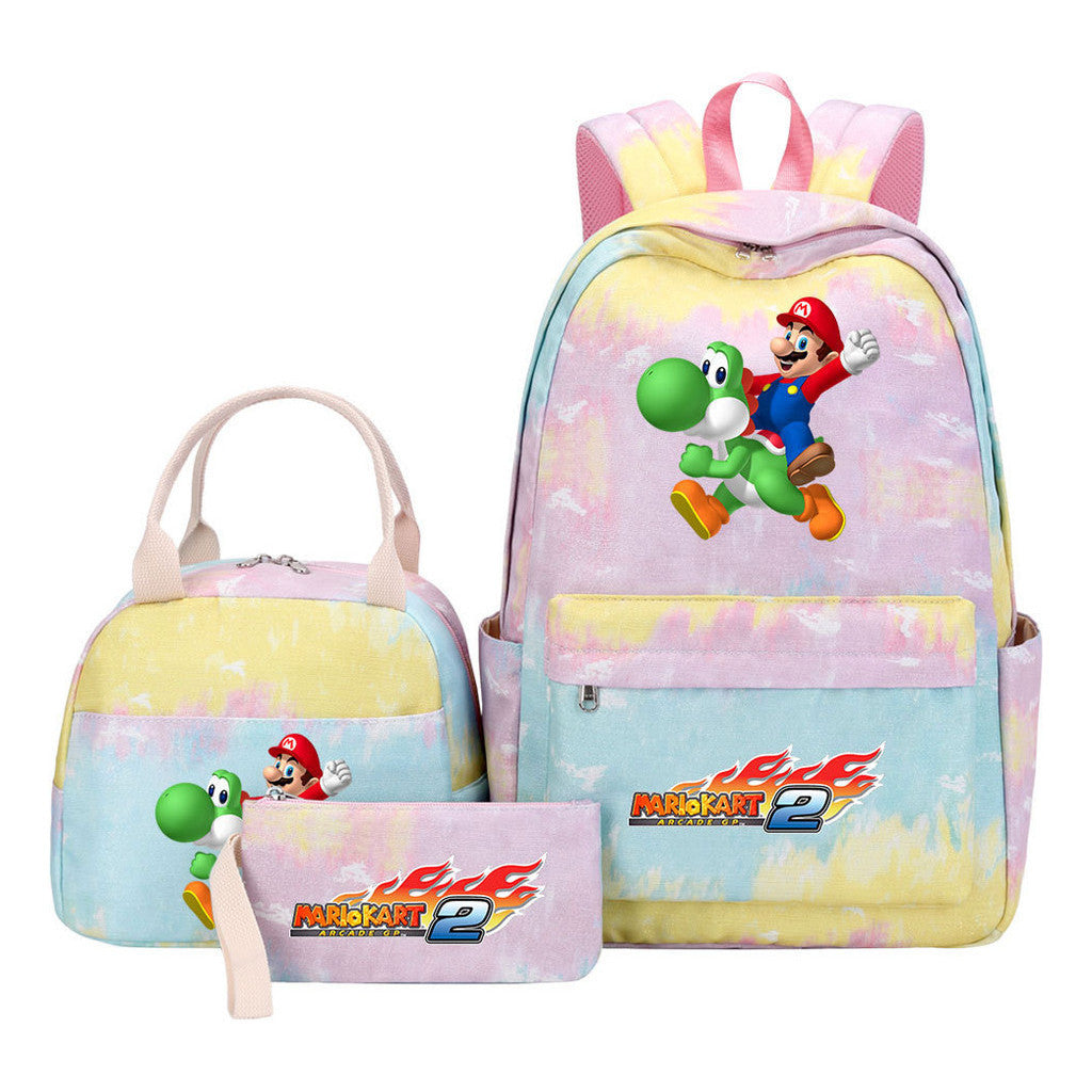 Super Mario Youth Student Girls School Bag Lunch Bag Three Piece Backpack Set